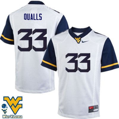 Men's West Virginia Mountaineers NCAA #33 Quondarius Qualls White Authentic Nike Stitched College Football Jersey JG15Z25RN